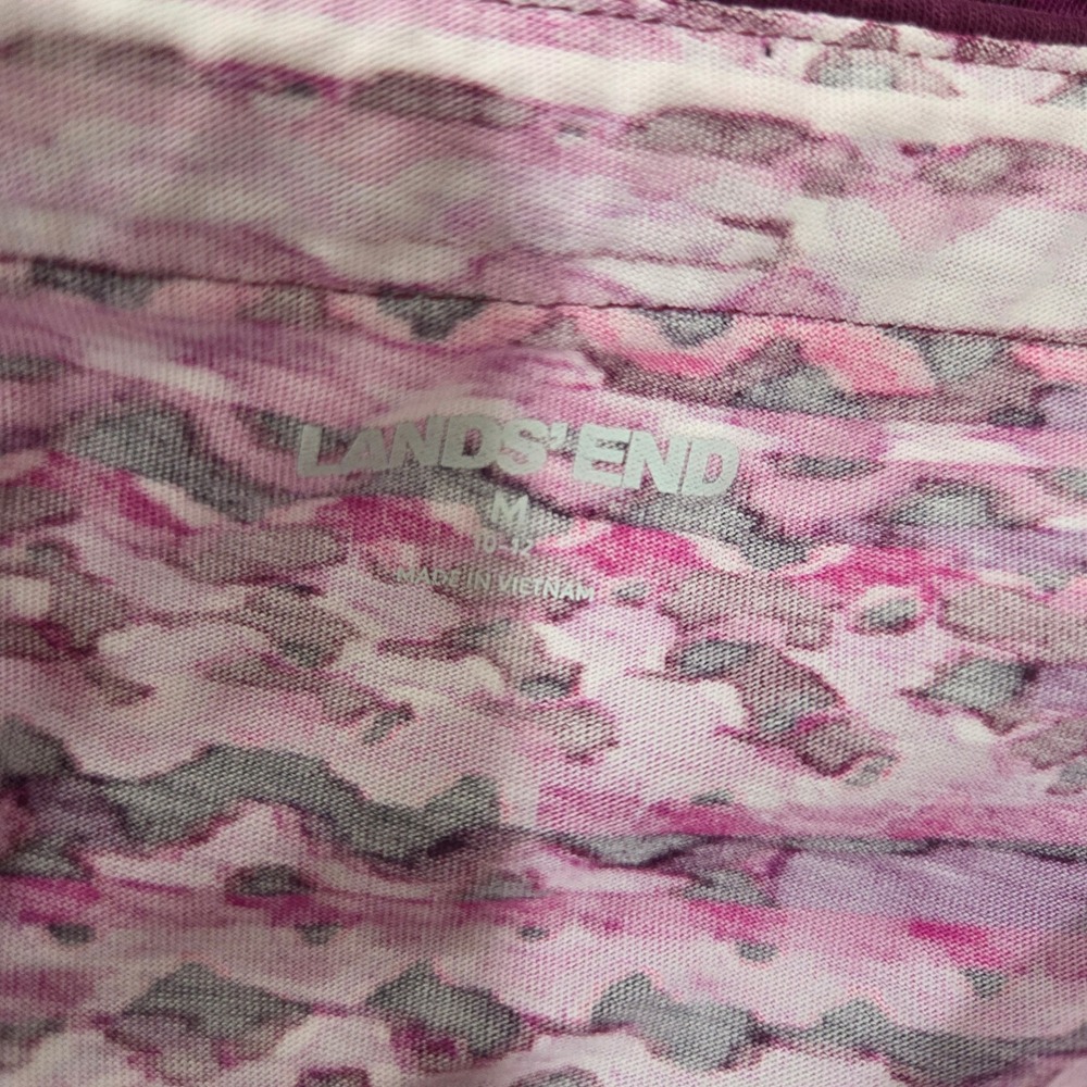 Lands End Womens Medium Purple Pink Wavy Stripe Shift Dress V-Neck Medium 10-12 - Picture 4 of 4